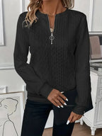Textured Zipper Sweatshirt – Stylish & Comfy eua