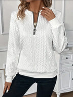Textured Zipper Sweatshirt – Stylish & Comfy eua