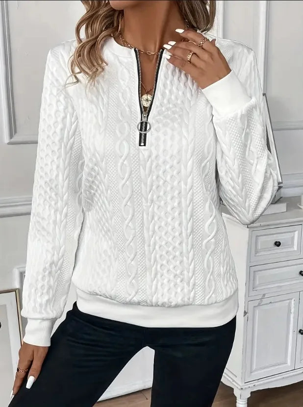 Textured Zipper Sweatshirt – Stylish & Comfy eua