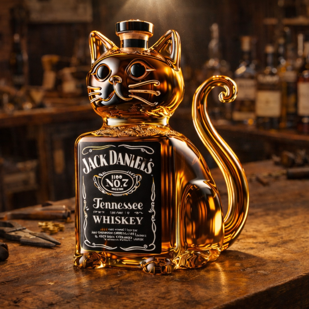 Cat-Themed Whisky Bottle
