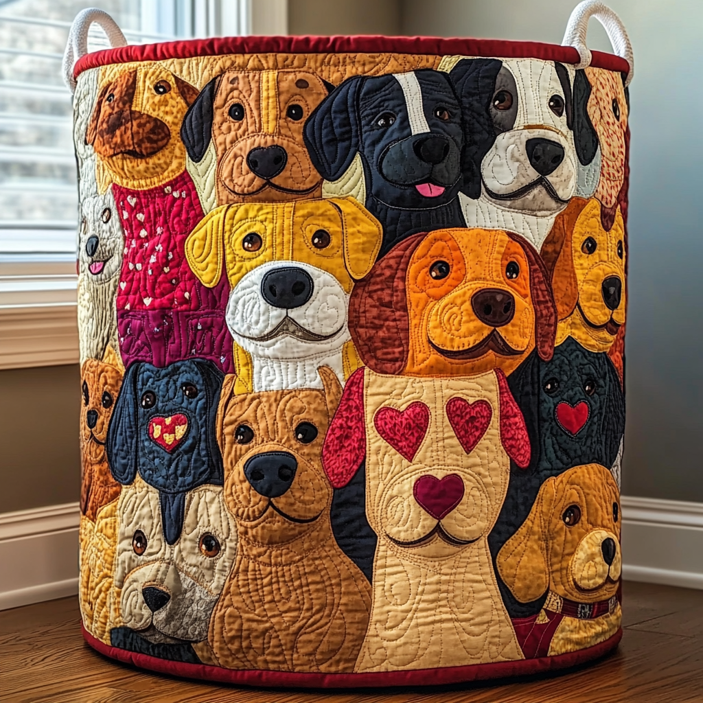 Smiling Dogs Laundry Basket