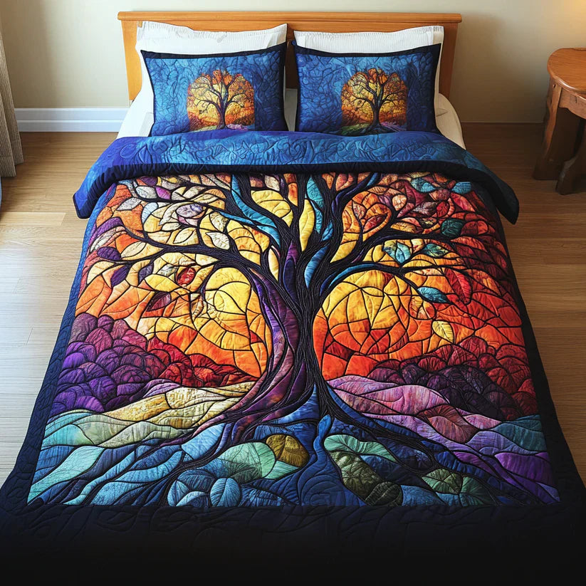 Tree of Life 3-Piece Quilted Bed Sheet Set