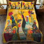 3-Piece Quilted Bedding Set - Dawn's Rooster Design