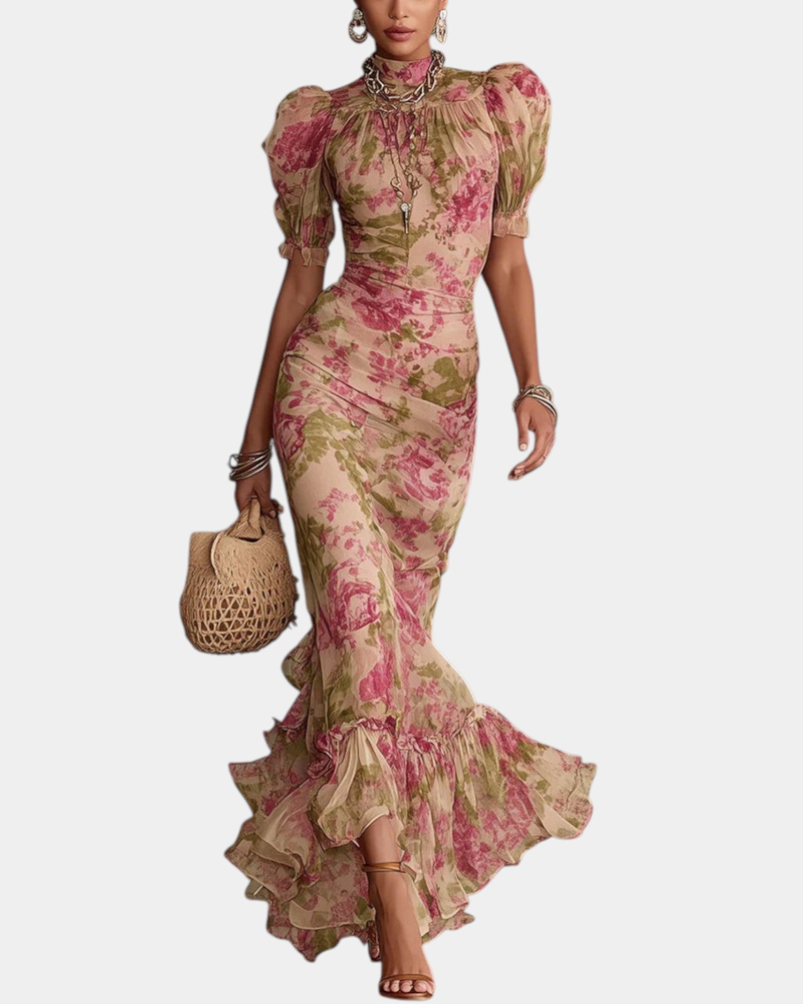Thea | Long Vintage Rose Dress
