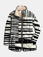 Ivy | Veste Matelassée Abstraite Noir et Blanc