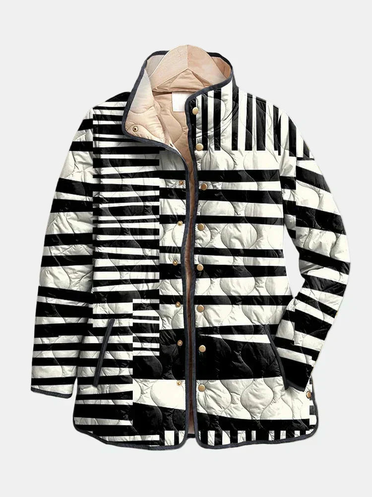 Ivy | Veste Matelassée Abstraite Noir et Blanc