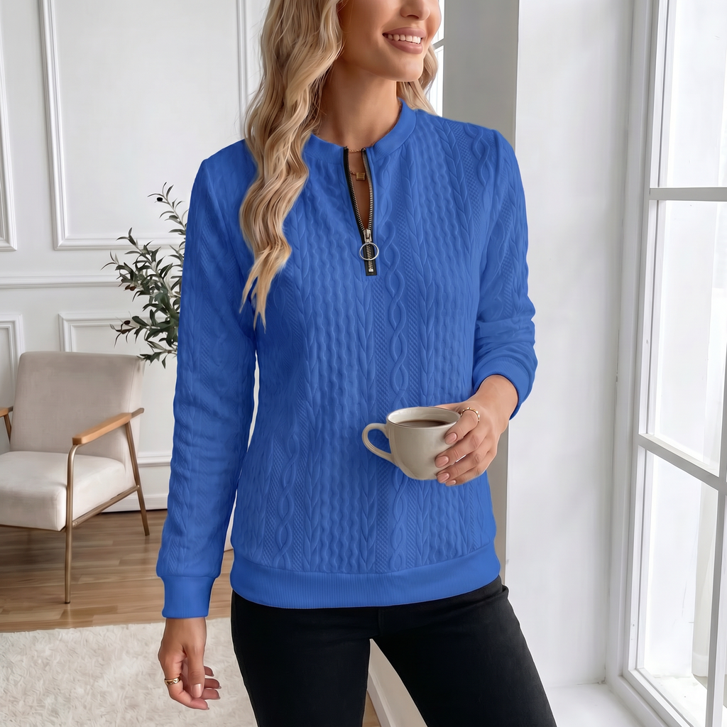 Textured Zipper Sweatshirt – Stylish & Comfy eua