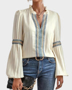 Penelope | Vintage Blouse with V-Neck