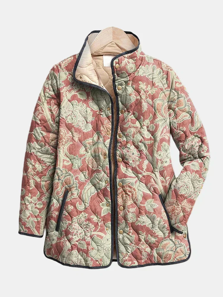 Amelia | Veste Matelassée Décontractée à Fleurs Vintage