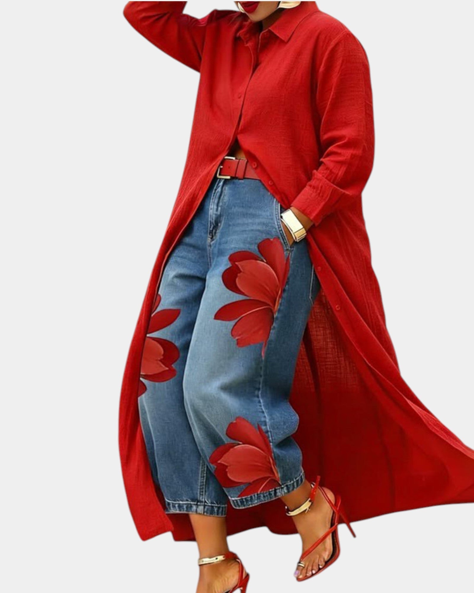 Elizabeth | Set of Wide-Leg Jeans and Dress