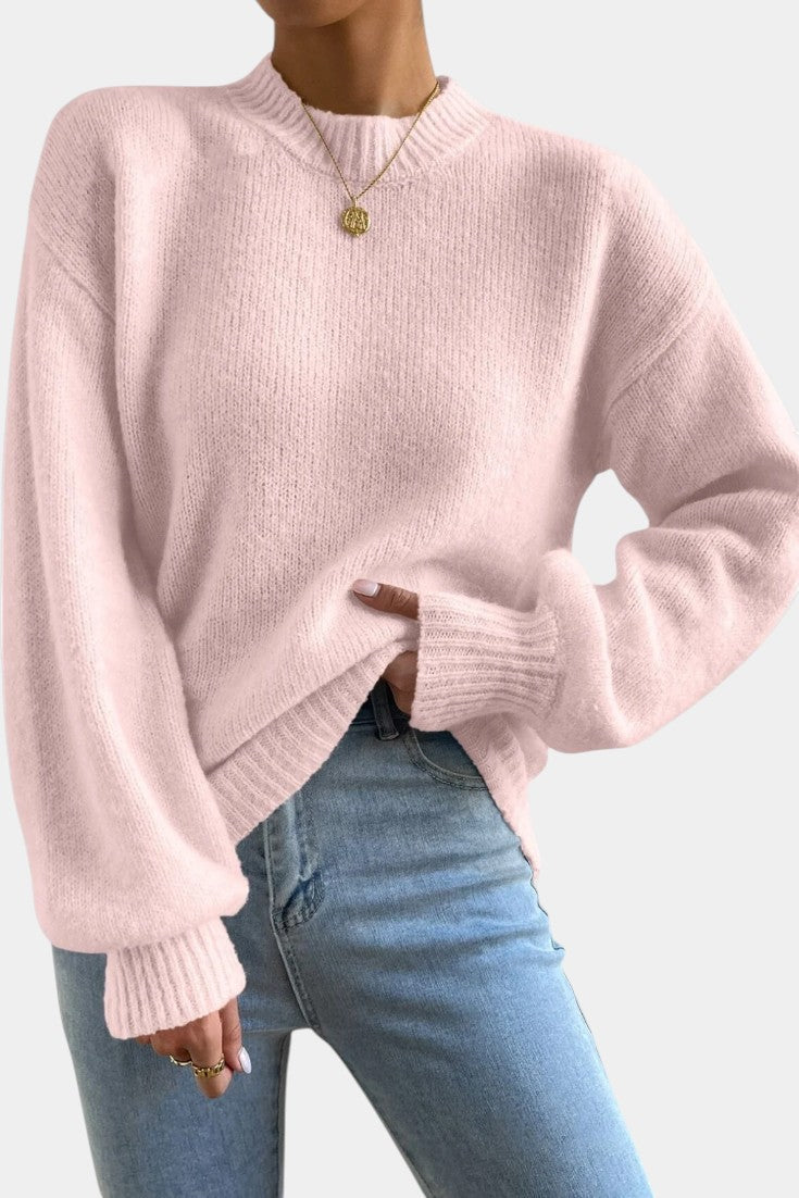 Ava | Round Neck Sweater with Puff Sleeves