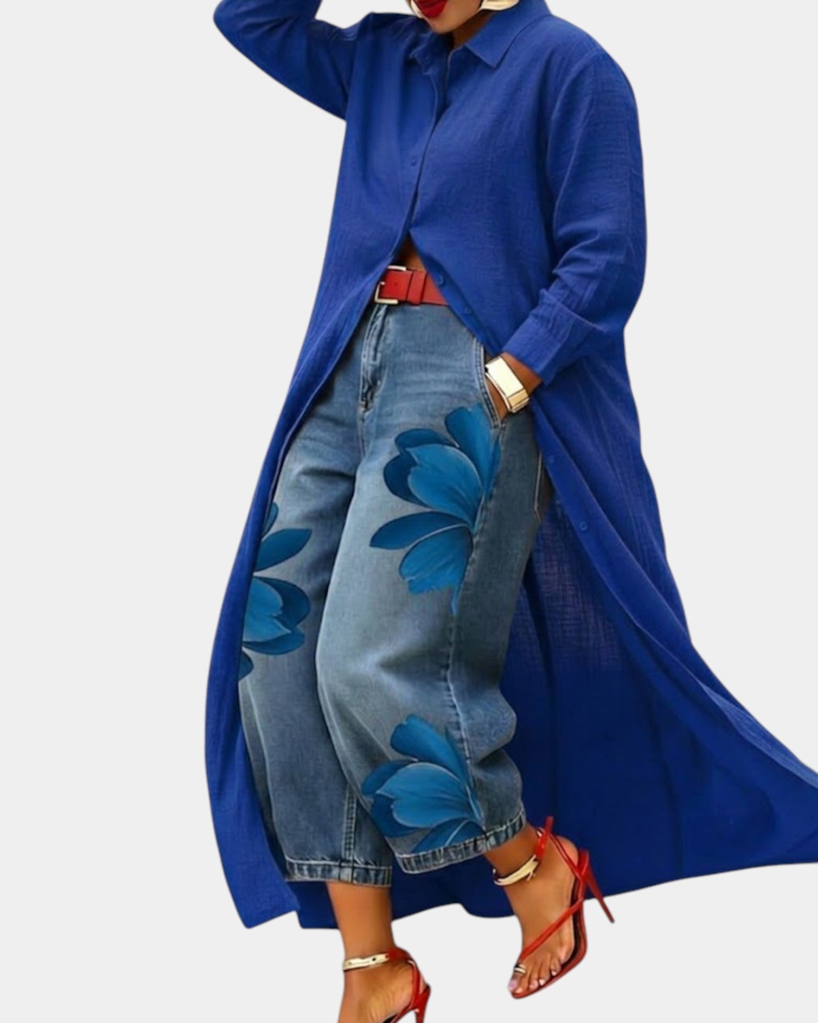 Elizabeth | Set of Wide-Leg Jeans and Dress