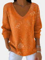 Eleanor | Cotton Blend Sweater with Leaf Pattern